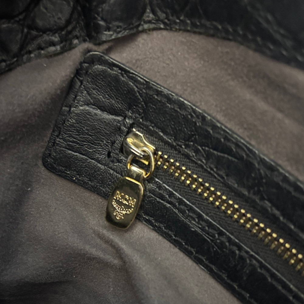 MCM Black Croc-Embossed Tote - Picture 8 of 10